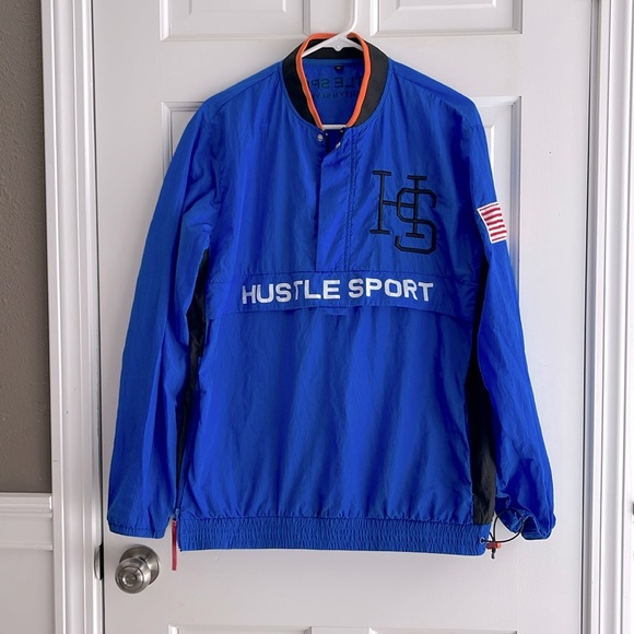Blue windbreaker Hustle Sport Twenty 4 Seven XL side zipper - Picture 1 of 4